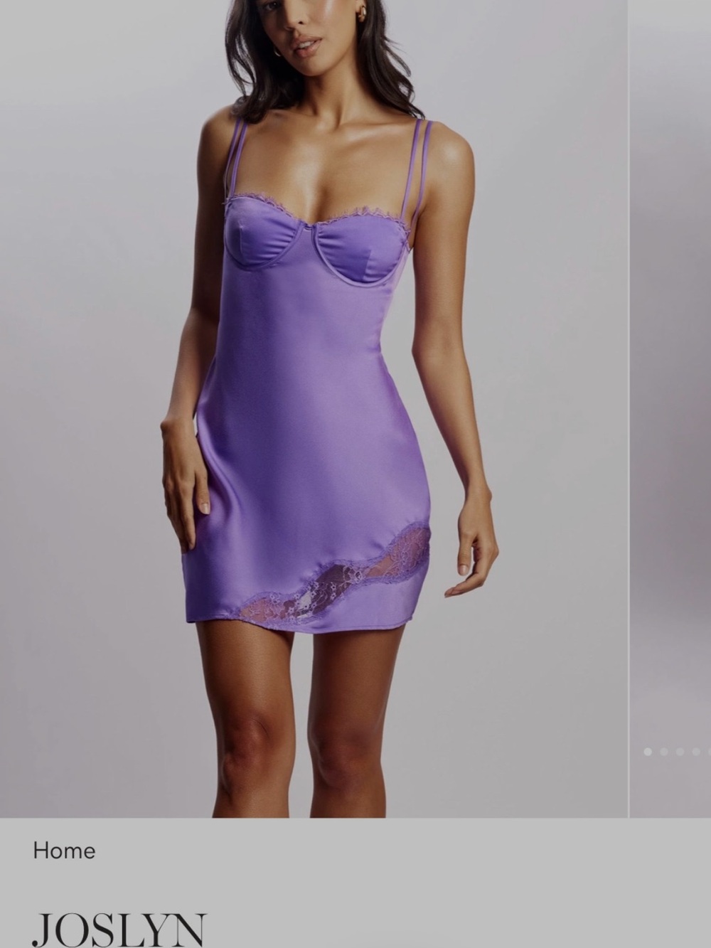 Meshki Lavender Satin Lace-Trim Slip Dress